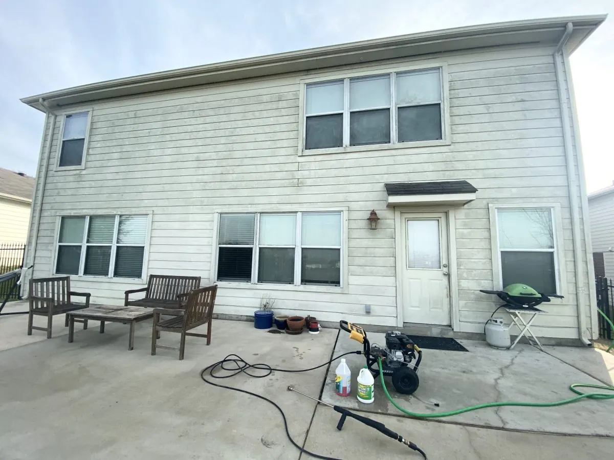 Mildew-stained siding showing humid-climate growth